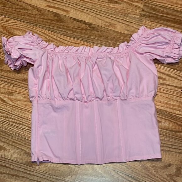 Bustier style Shirt, Pink Cotton crop top - Picture 6 of 7